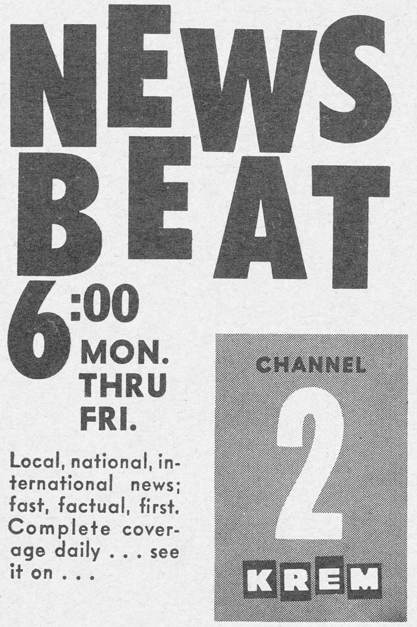 KREM TV Channel 2 1962 Print Ad